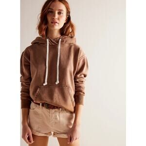 We The Free SZ S Zuma Hooded Sweatshirt Distressed Brown